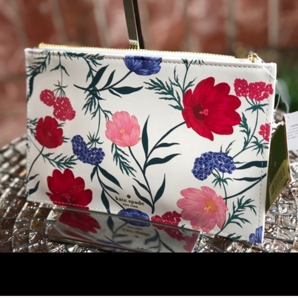 πNWOT Kate Spade floral pencil case zipper makeup cosmetic bag holder slim - Picture 4 of 4